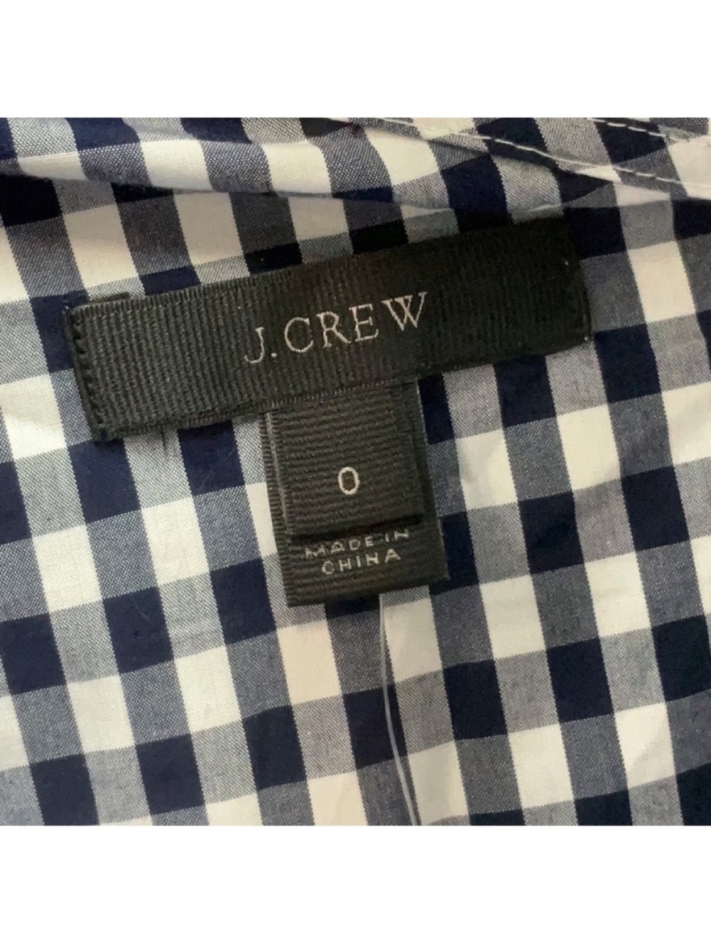 J.Crew One Shoulder Ruffle Top Gingham Navy White Size 0 NWT Summer Date Night - Picture 6 of 6